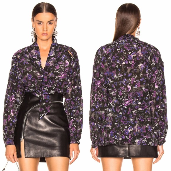 IRO Equinoxe Blouse Abstract Floral Silk Top Shirt